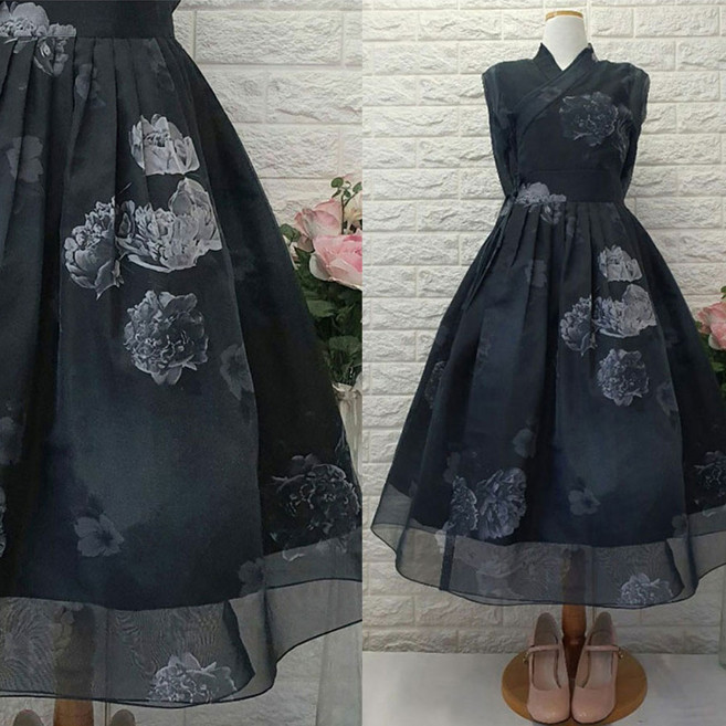 흑백 철릭원피스 (44-88사이즈) 생활한복 개량한복 빅사이즈 단체