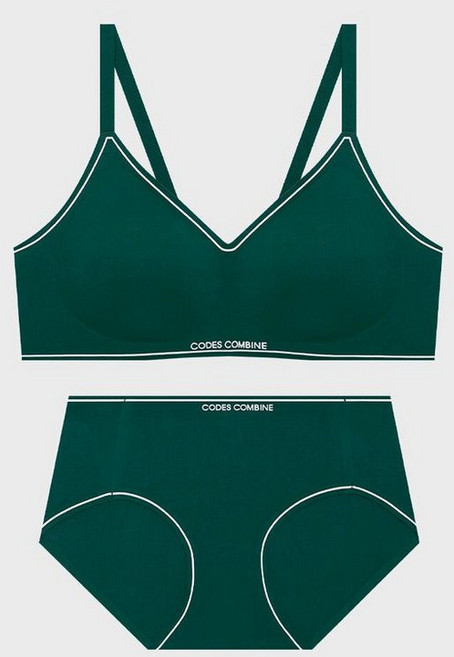 코데즈컴바인 이너웨어 라인포인트 무빙젤리 스포츠 브라 팬티 세트_다크그린 279027