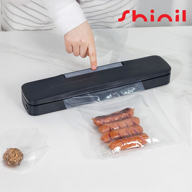 [비닐커팅기능] 신일 원터치 와이드 진공포장기 강력 자동압축 음식보관 흡입 밀봉, 다크그레이 YZ6530B
