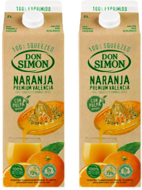 돈시몬 100%착즙 오렌지 주스 2개(2000mlx2개) 음료수생과일어린이, 2개, 2L
