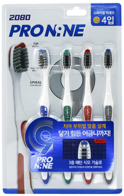 애경 2080칫솔 프로나인 칫솔 4입 x4개, 4개입, 4개