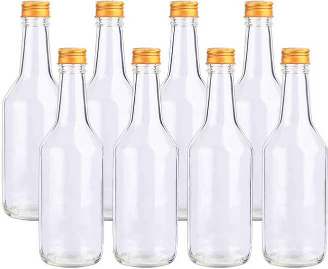 가인글로벌 투명소주360 유리병 알루미늄캡 골드, 8개, 360ml