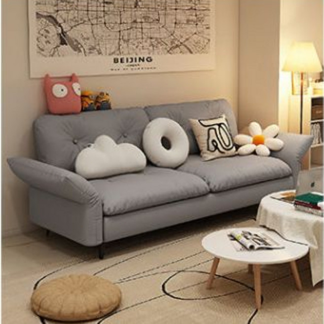 舒心美鏡 折疊沙發床兩用 簡約現代小戶型雙人/三人沙發 客廳臥室家用科技布雲朵沙發 可調節扶手