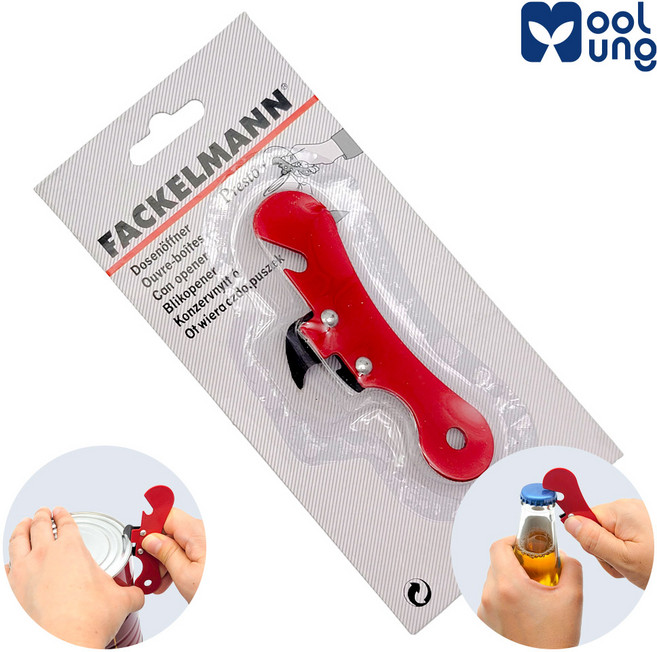 물멍 가정용 통조림 캔 오프너 병 따개 멀티 만능 오프너 병뚜껑 깡통, 1개, 레드