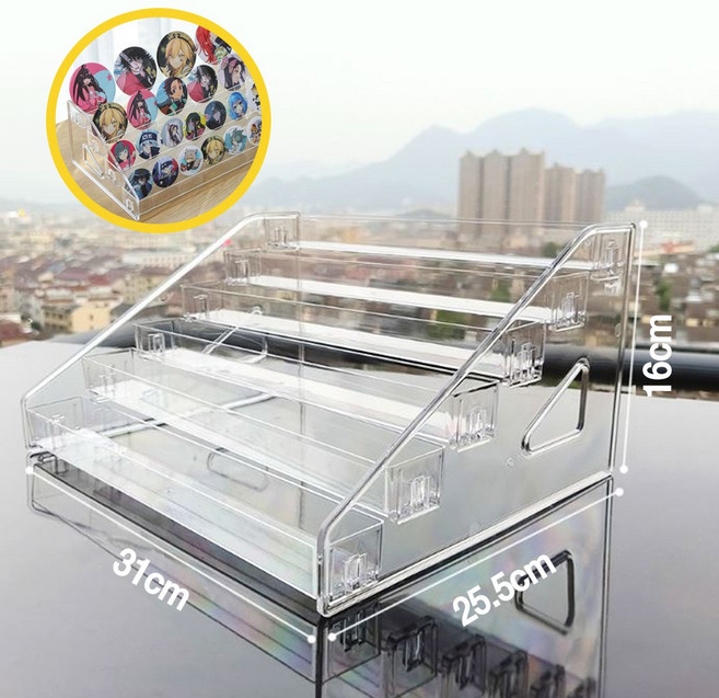 마켓피아 코인 메달 뱃지 피규어 보관함 계단식 아크릴 진열대, 투명, 6세트