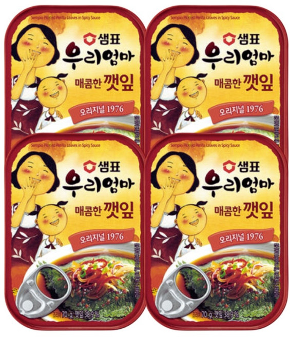 해외여행반찬 깻잎 통조림 3개, 70g, 4개