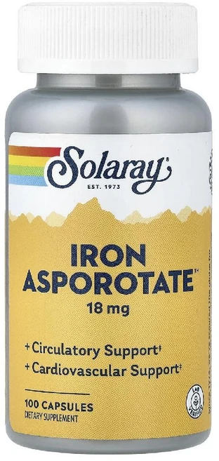 솔라레이 아이언 아스포로테이트 18mg 100캡슐 철분 Solaray Iron, 1개, 100정 - 쿠팡