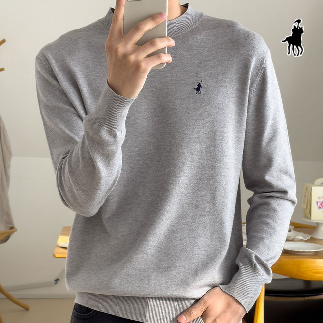 빅히트 패션 남성 라운드 부드러운 비스코스 니트티 간절기 봄 가을 쫀쫀 오버핏