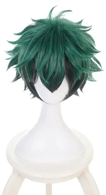 My Hero Academia 미도리야 이즈쿠 코스프레 가발 Boku No 아카데미 헤어 데쿠 파티, 싱글 사이즈, Izuku Midoriya Deku, 1개