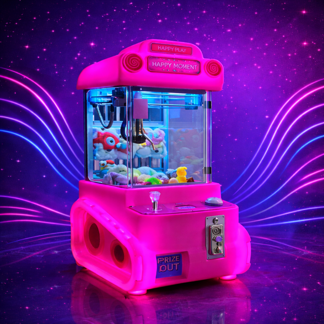 프리미엄 업소용 가정용 미니 인형뽑기 기계 오락실 선물뽑기, 1개, 핑크