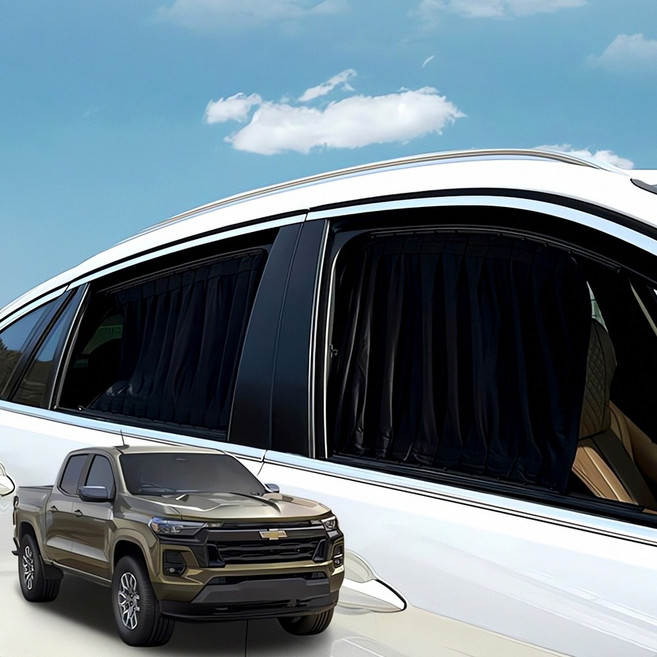 콜로라도 자동차 암막커튼 창문커튼 레일 차량 블라인드 윈도우 쉐 이드 트리플 커버 방열, 50cm X 36cm