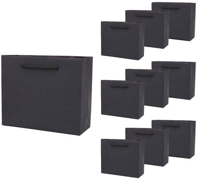 세모쇼핑백 튼튼한 고급 쇼핑백 10매입 선물용 종이가방 10p 무지쇼핑백 두꺼운 종이백 12종, 블랙@10매입@