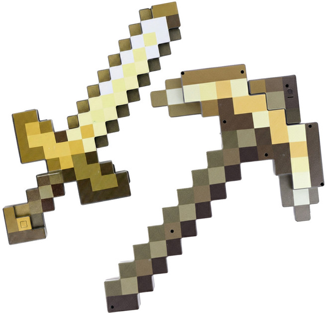 마인크래프트 굿즈 장난감 역할놀이 다이아몬드 검&곡괭이, 골드 검&곡괭이, 1개