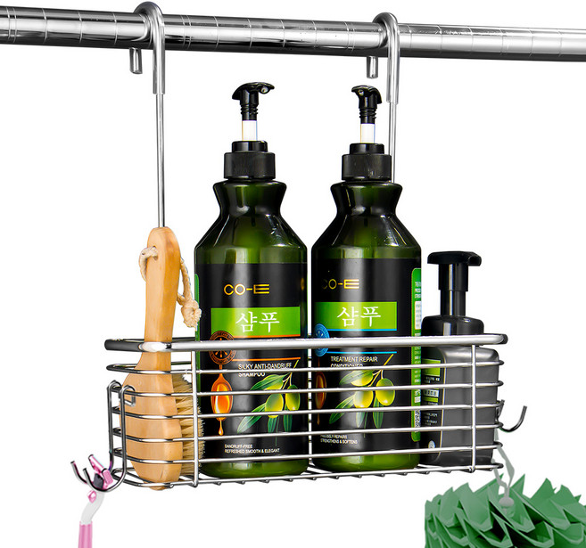원기화 304 스테인리스강 욕실 다기능 선반 거치대, 실버, 1개