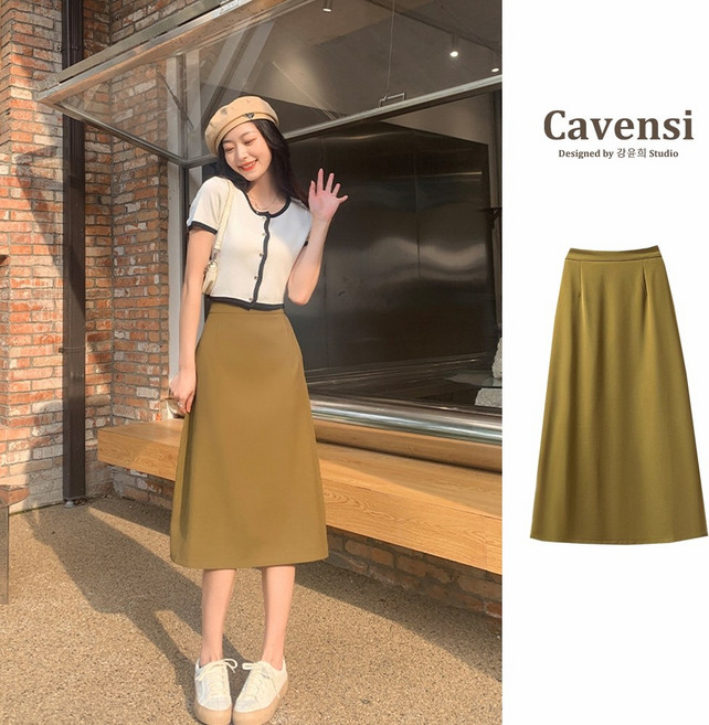 Cavensi 高腰A字長裙 後開衩長裙