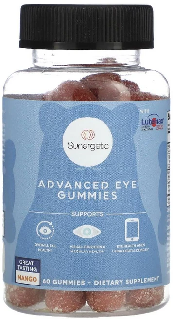 Sunergetic 수너제틱 어드밴스드 아이 루테인 지아잔틴 구미젤리 망고 맛 60개, 상품, 1개, 60정 - 쿠팡