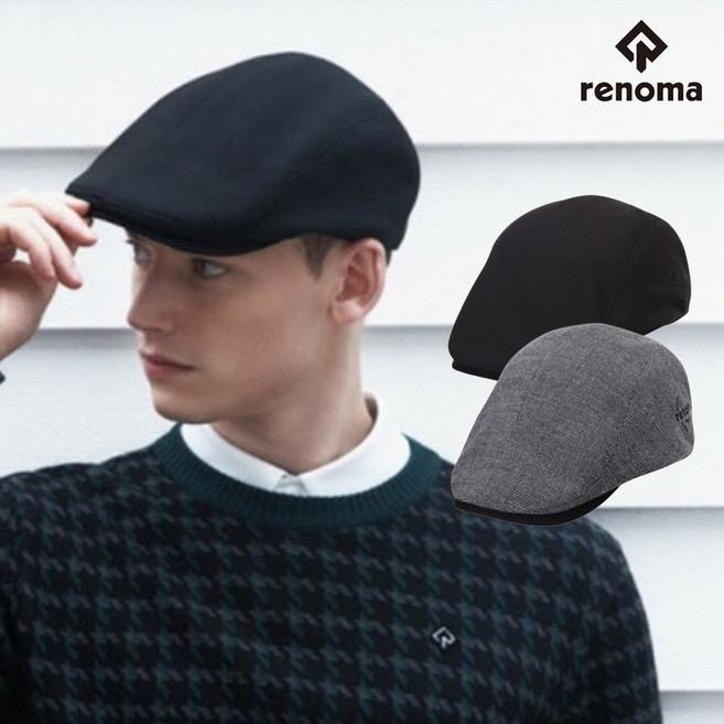 레노마골프 남성 골프 간절기 캐주얼 자수 헌팅캡 N5021, 색상 : 블랙