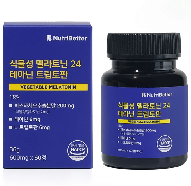 뉴트리베러 식물성 멜라토닌 2mg 함유 HACCP 식약처 인증, 1박스, 60정 - 쿠팡