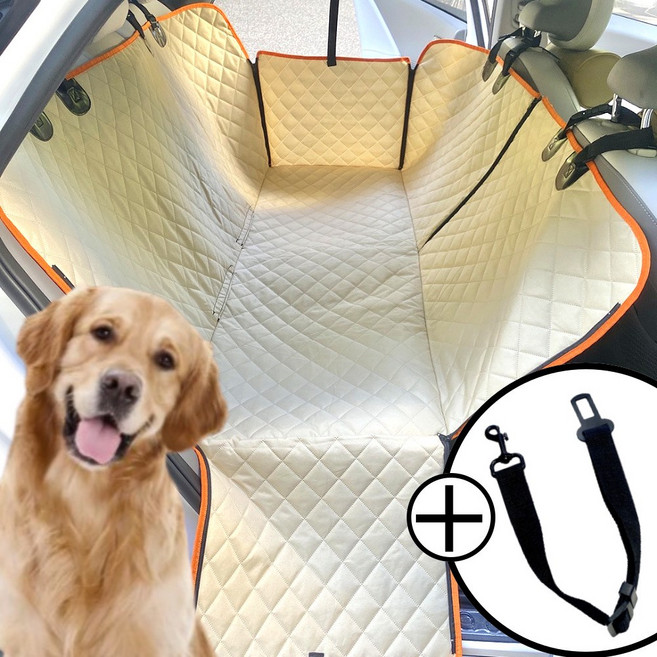 펜트펫 강아지 카시트 풀커버 방수 올아이보리 전차종가능, 풀커버 방수 카시트 + 안전벨트 고리