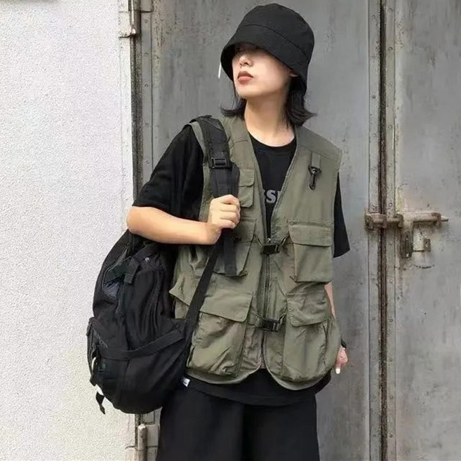 꽃소담 남녀공용 오버핏 작업복 등산복 조끼 촬영 캠핑 낚시 멀티 바람막이 조끼 MAL26A1006