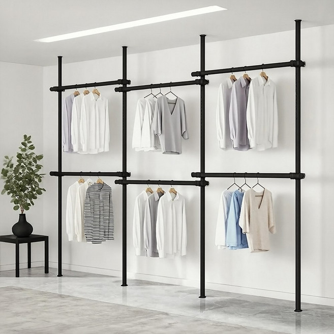 위즈룸 드레스룸 튼튼한 옷걸이 행거, 블랙