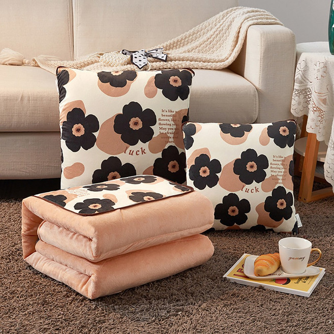 [품절특가]IEDUOS양면 기모 캐릭터 도톰 쿠션 담요 소프트 쿠션 이불 점심휴식용 도톰 담요 차량용/여행용/휴대용/소파용 두꺼운 이불