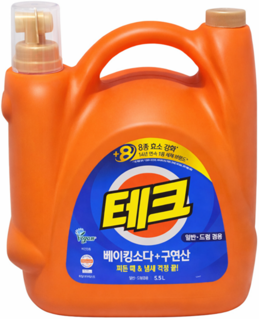 [겸용]테크 베이킹소다+구연산 실내건조 액체세제 일반드럼 5.5L 1개