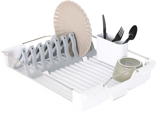 물이 잘 빠져 물때 없는 자동 물빠짐 배수 식기건조대, 1개, 흰색, 1단
