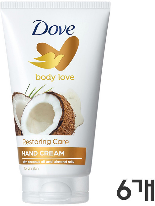 도브 바디러브 리스토어링 케어 핸드크림 코코넛 밀크 향, 75ml, 6개