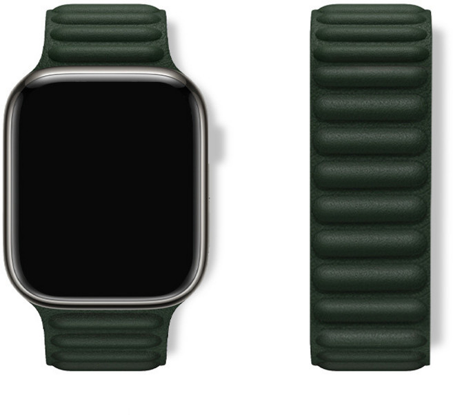 포유 애플워치 가죽 링크 마그네틱 스트랩 루프 시계줄 줄질 밴드, 애플워치 가죽링크 스트랩, 다크그린, 38/40/41mm(공용)