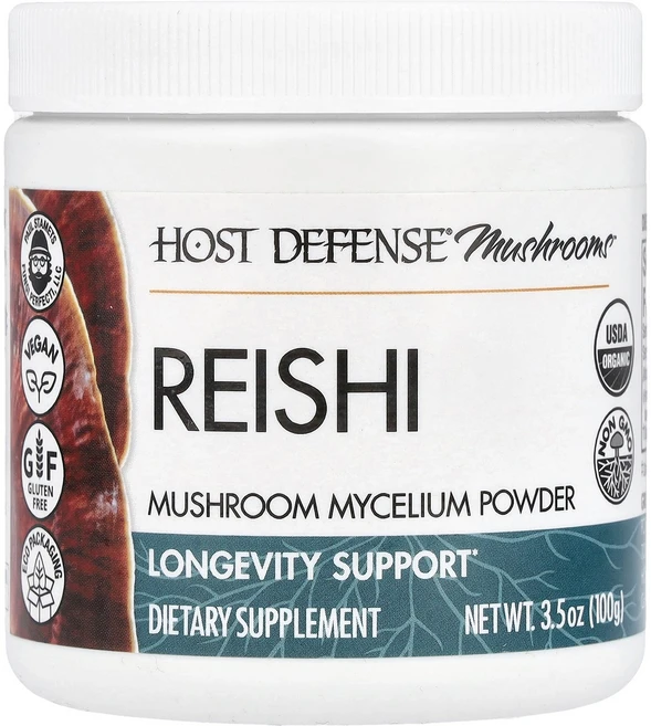 Host Defense Mushrooms™ Reishi Mushroom Mycelium Powder 3.5 oz (100 g), Host Defense, Mushrooms™, Reis, 100g, 1개 - 쿠팡