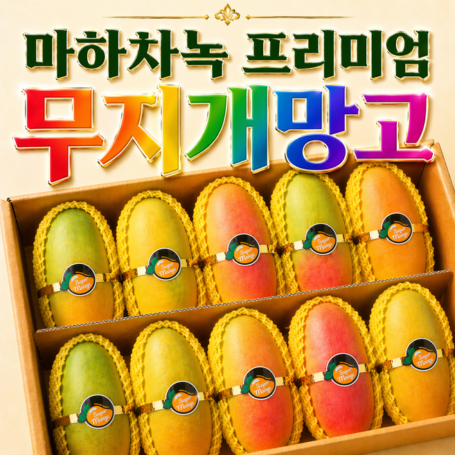 [더밭 한정특가] 태국 마하차녹 프리미엄 고당도 무지개망고, 1박스, 무지개망고 1kg (2-3과)