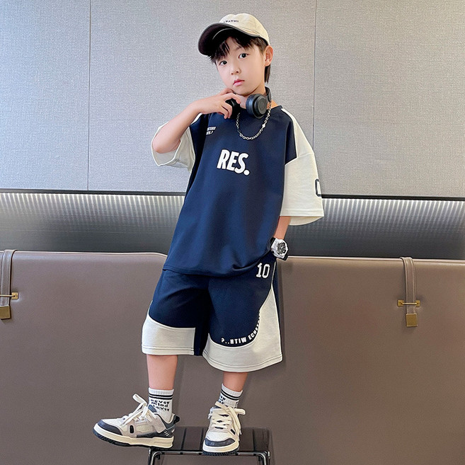 삐삐네옷가게 남아 주니어 컬러블록 배색 트레이닝 세트