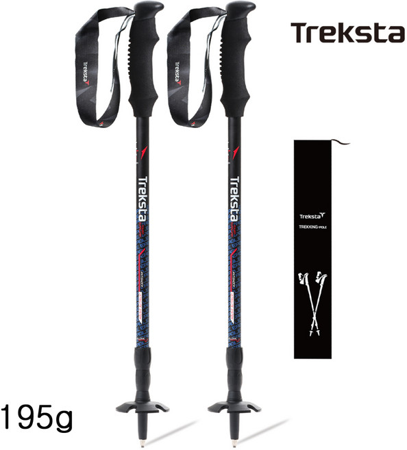트렉스타 초경량 195그램 듀랄루민 3단 등산스틱 세트 (케이스), DV001, 2개