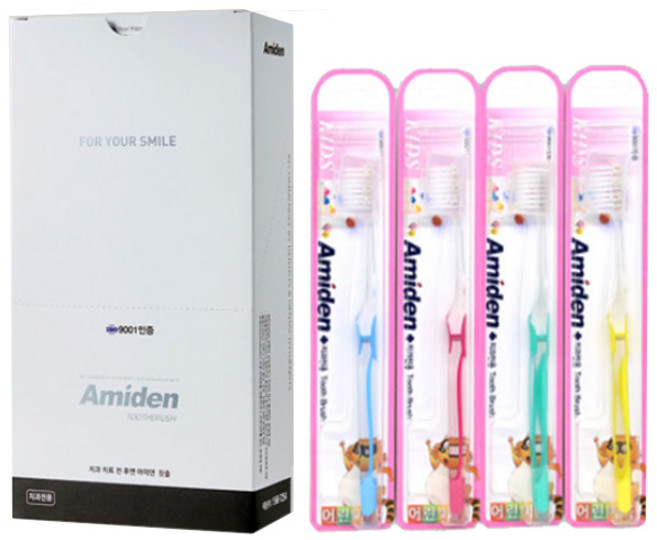(치과전용) 아미덴 초등학생 어린이 칫솔 고급 이중슬림모, 1개, 12개입