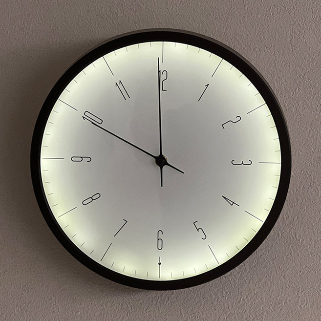 벨레스 무소음 LED 벽시계 소리인식 조명, 블랙