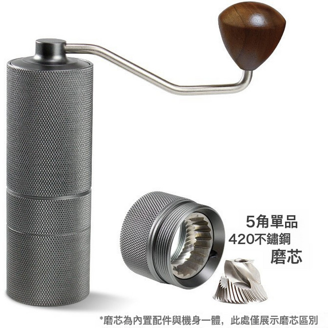 鬼齒不鏽鋼手搖磨豆機 磁吸便攜咖啡研磨機, 1個, R03五星灰色