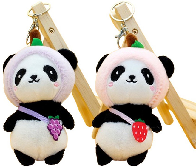 셀링크 판다인형 키링 열쇠고리 2종세트, 딸기판다+포도판다 키링세트, 1개, 멀티혼합