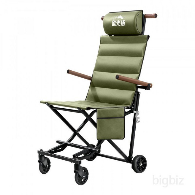 경량 접이식 낚시의자 여행용 초경량 카트 휴대용 유모차 컴팩트형 바퀴달린 이동식 체어, 우아한 블랙