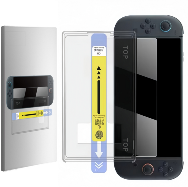 닌텐도 스위치 2 OLED PS5 저반사 지문방지 9H 고경도 자동먼지제거 부착키트 강화유리 액정보호필름 1P, 1세트, HD