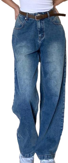 퀸앤조이 여성 루즈핏 와이드 데님 팬츠 레트로(기모옵션 추가) 샌드워싱 리하이 빅사이즈 데일리 캐주얼