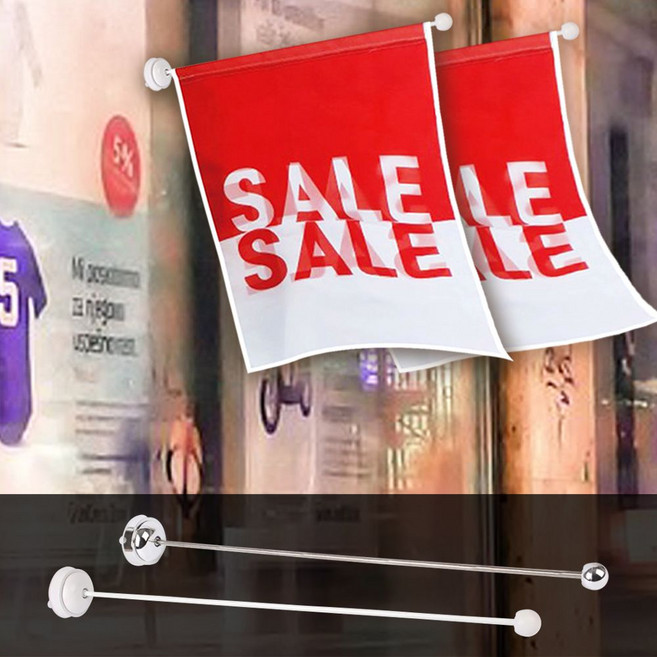 흡착식 깃발봉 플래그 스테이션 벽흡착 깃발꽂이, 흡착식 깃발봉 크롬 플래그 스테이션 벽흡착 꽂이식안내발, 1개