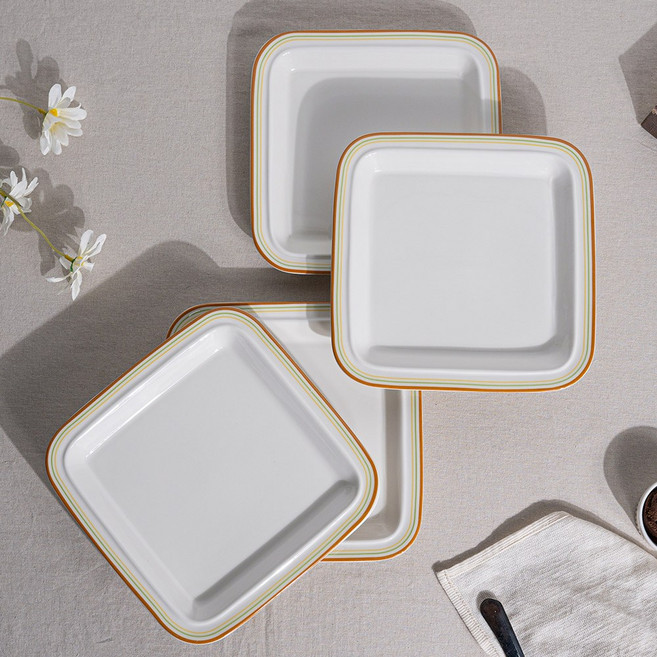 시라쿠스 메이플 사각 플레이팅 그릇 정사각접시, 코지레드, 4개