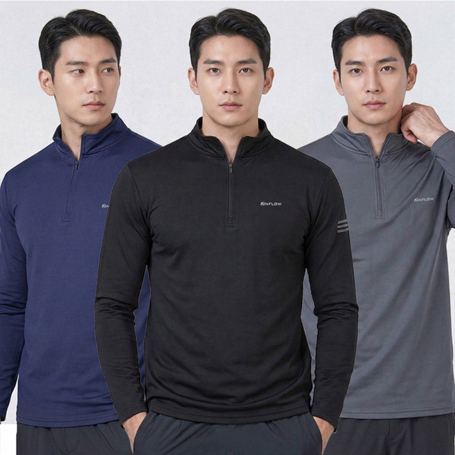 <스타일랑> (옥의티상품!!) (2+1) 남성 스판 긴팔 집업 티셔츠_등산복 하이텐션