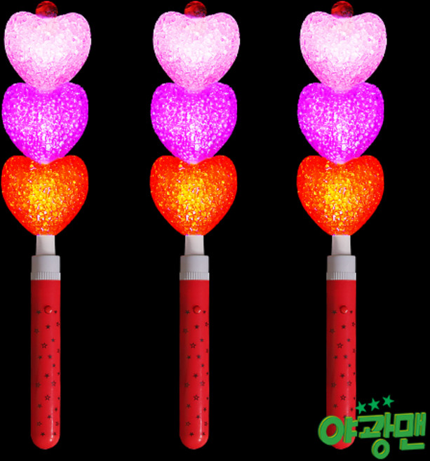 야광맨 LED 밥풀 3단 하트봉, LED 밥풀 3단 하트봉+AG13 배터리 3개, 1개