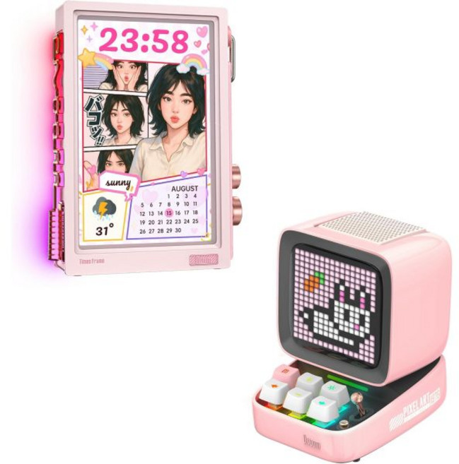 디붐 타임스 프레임 10.1인치 디지털 액자 디투 레트로 픽셀 아트 게임 블루투스 스피커 핑크 234249, 디붐 타임스 프레임 10.1인치 디지털 액자 디투 레트