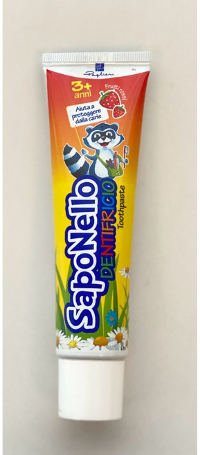 【優本庫】現貨—-義大利 SAPONELLO兒童牙膏75ml, 1個, 草莓（3歲以上）