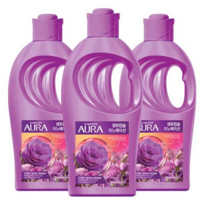 아우라 생화캡슐 초고농축 섬유유연제 자스민머스크 1L 3개