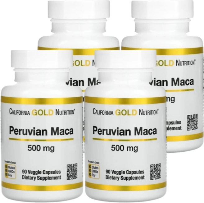 [4세트] 씨지엔 페루산 마카 500mg 식물성 90 캡슐 아답토젠 옐로우 마카 뿌리, 4개, 90정 - 쿠팡