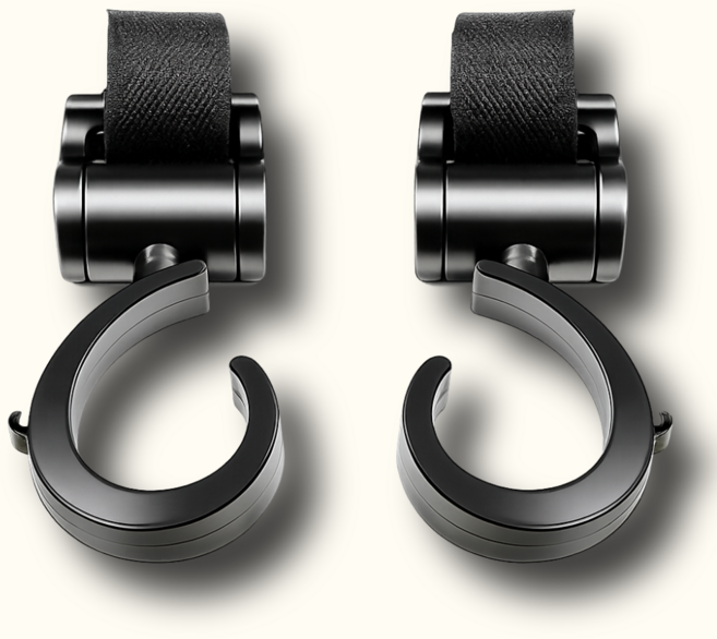 호담즈 단단고정 간편장착 유모차 걸이, 2개, 블랙